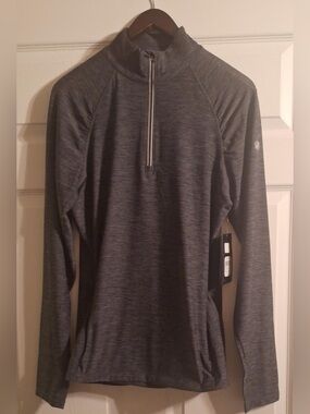 ASICS Motion Dry Thermopolis Women Size XL 1/4 Zip Pullover Gray NWT